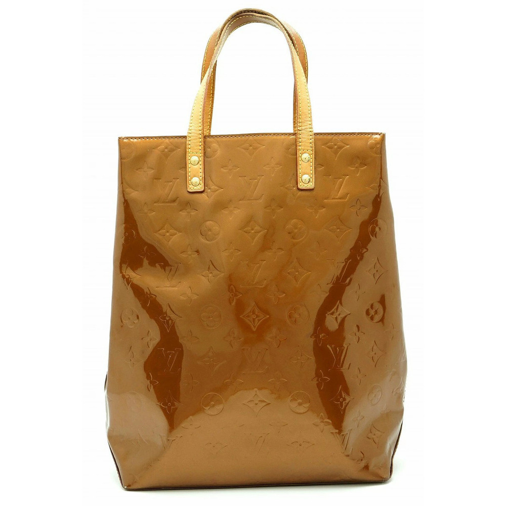 Louis Vuitton Vernis Lead Tote Bag Handbag Enamel Calf Bron White Brown